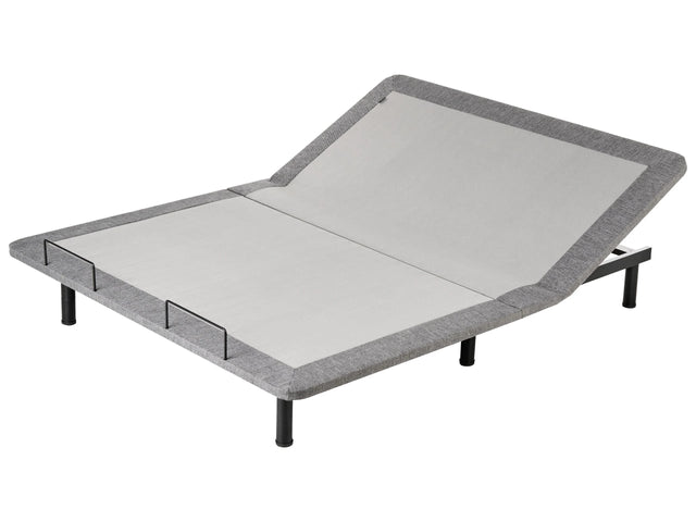 Adjustable Electric Bed Base Grey Iron Polyester EU King Size Remote Included 4 Legs Heights Beliani