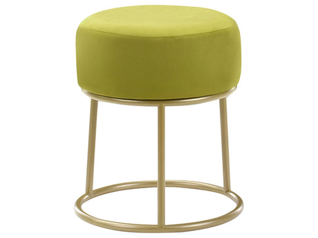 Footstool Lime Green Velvet with Gold Metal Base Glam Modern Beliani