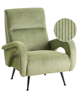 Armchair Green Jumbo Cord Corduroy Upholstered Retro Style Beliani