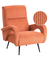Armchair Orange Jumbo Cord Corduroy Upholstered Retro Style Beliani