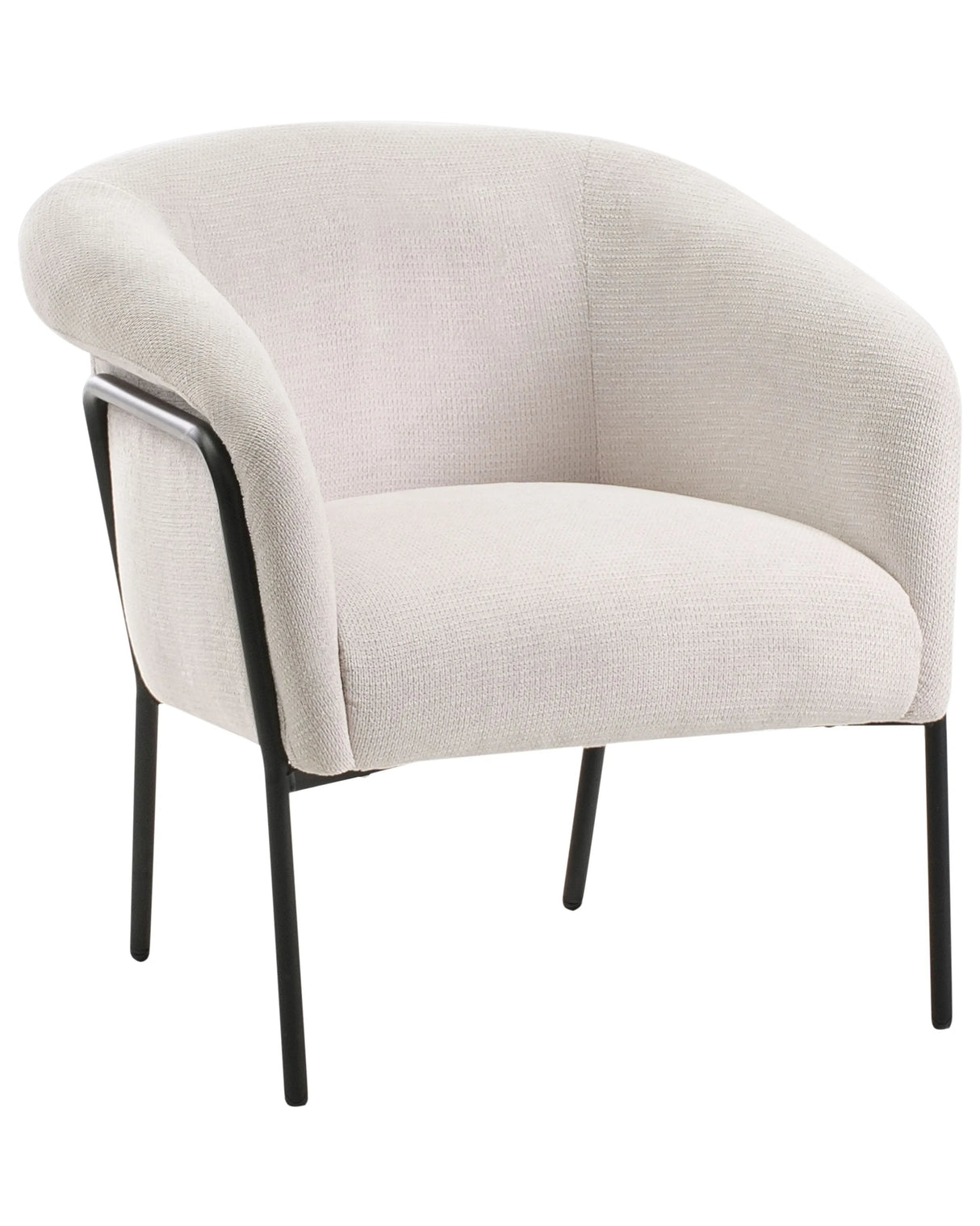 Armchair Light Beige Polyester Upholstery Metal Frame Modern Contemporary Tub Chair Beliani