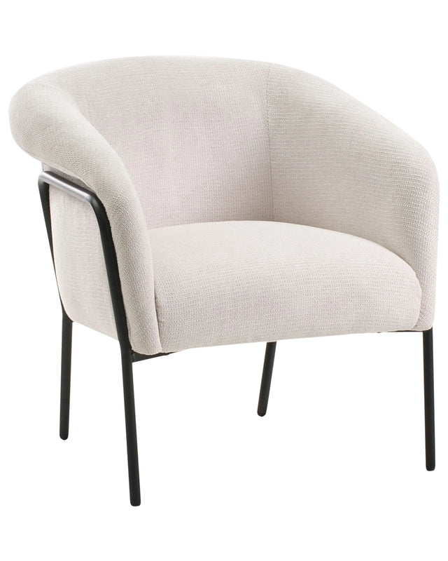 Armchair Light Beige Polyester Upholstery Metal Frame Modern Contemporary Tub Chair Beliani