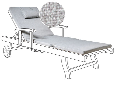 Garden Sun Lounger Cushion Grey Melange Linen Polyester Seat Backrest Pad Modern Design Outdoor Pad Beliani