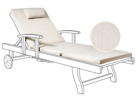 Garden Sun Lounger Cushion Light Beige Linen Polyester Seat Backrest Pad Modern Design Outdoor Pad Beliani