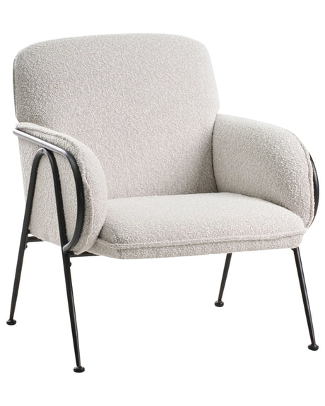 Armchair Beige Polyester Upholstery Metal Frame Century Modern Beliani
