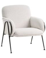 Armchair Light Beige Polyester Upholstery Metal Frame Century Modern Beliani
