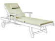 Garden Sun Lounger Cushion Green  Linen Polyester Seat Backrest Pad Modern Design Outdoor Pad Beliani