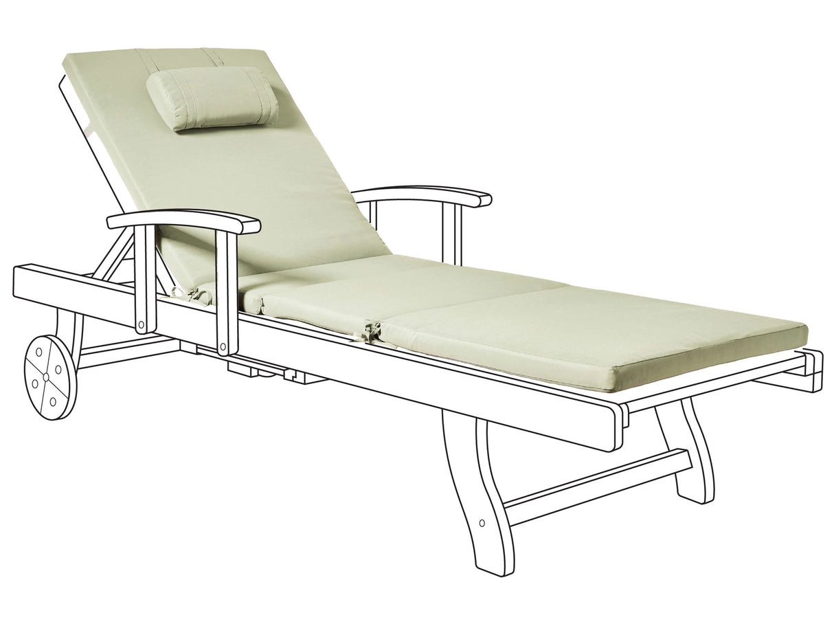 Garden Sun Lounger Cushion Green  Linen Polyester Seat Backrest Pad Modern Design Outdoor Pad Beliani