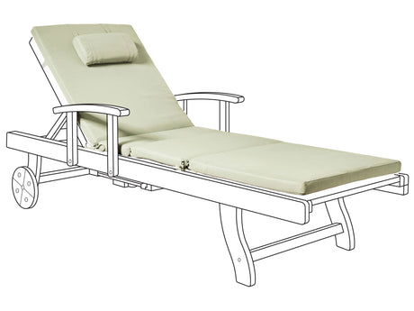 Garden Sun Lounger Cushion Green  Linen Polyester Seat Backrest Pad Modern Design Outdoor Pad Beliani