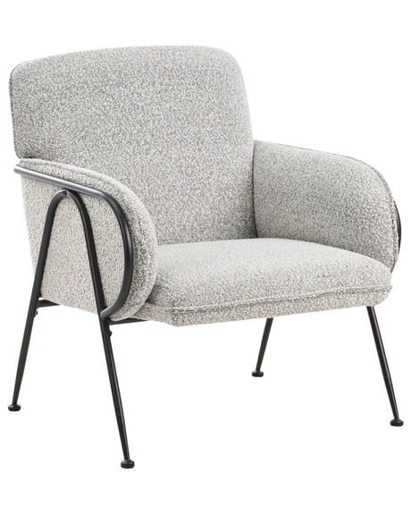 Armchair Black and White Polyester Upholstery Metal Frame Century Modern Beliani
