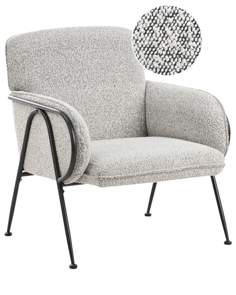 Armchair Black and White Polyester Upholstery Metal Frame Century Modern Beliani