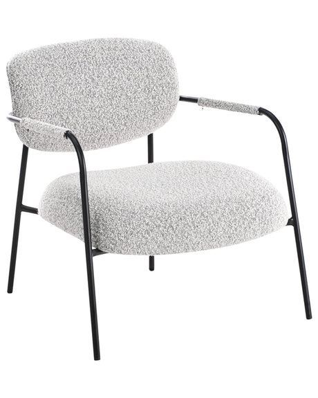 Armchair Black and White Polyester Upholstery Metal Frame Century Modern Beliani