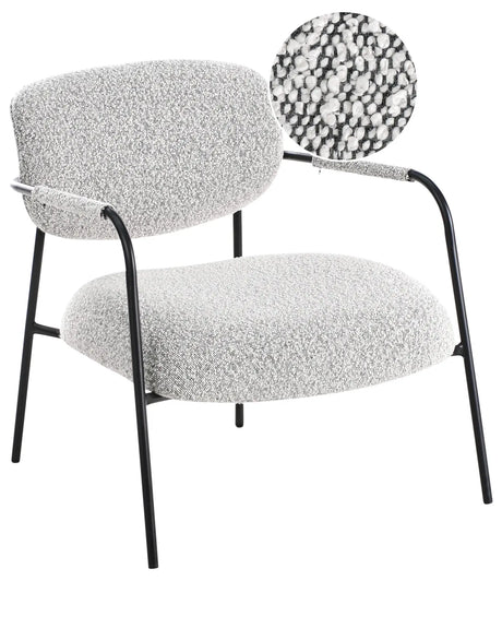 Armchair Black and White Polyester Upholstery Metal Frame Century Modern Beliani