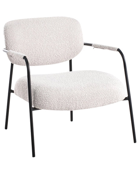 Armchair Light Beige Polyester Upholstery Metal Frame Century Modern Beliani
