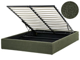 Slatted Bed Frame Dark Green Boucle Upholstered Ottoman Storage 5ft3 EU King Size Modern Design Beliani