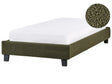 EU Single Size Bed 3ft Dark Green Boucle Fabric Slatted Frame without Headboard Beliani