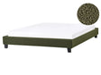 EU King Size Bed 5ft3 Dark Green Boucle Fabric Slatted Frame without Headboard Beliani