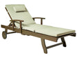 Garden Sun Lounger  Acacia Wood Natural with Green  Cushion Adjustable Backrest Inbuilt Castors Rustic Traditional Style Beliani