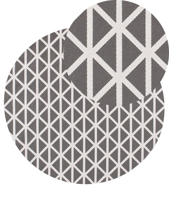 Area Rug Grey Synthetic Material 120 cm Indoor Outdoor Round Geometric Pattern Modern Balcony Patio Beliani