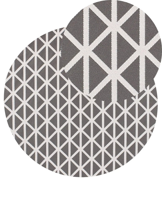 Area Rug Grey Synthetic Material 120 cm Indoor Outdoor Round Geometric Pattern Modern Balcony Patio Beliani