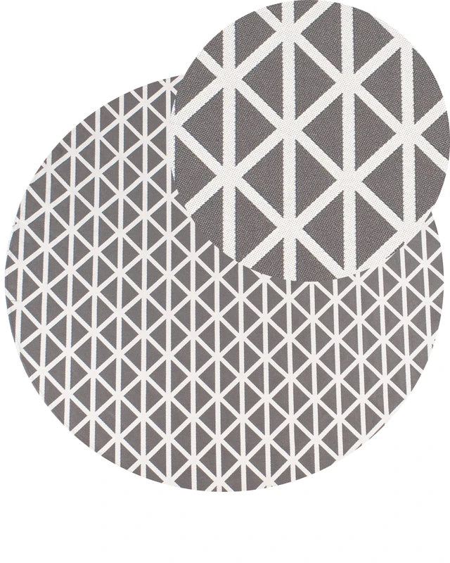 Area Rug Grey Synthetic Material 160 cm Indoor Outdoor Round Geometric Pattern Modern Balcony Patio Beliani