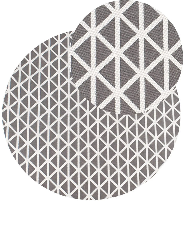 Area Rug Grey Synthetic Material 160 cm Indoor Outdoor Round Geometric Pattern Modern Balcony Patio Beliani