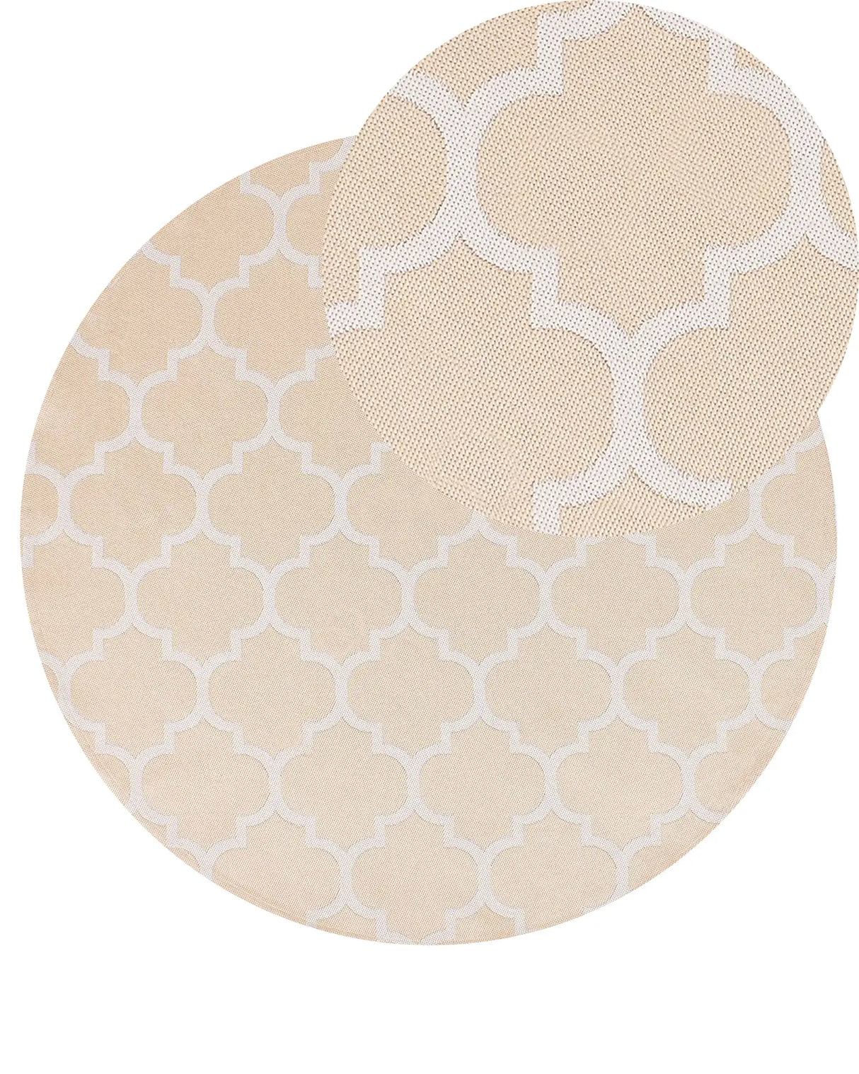 Area Rug Beige and White Synthetic Material 120 cm Indoor Outdoor Round Moroccan Trellis Pattern Modern Balcony Patio Beliani