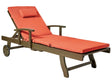 Garden Sun Lounger  Acacia Wood Natural with Red Cushion Adjustable Backrest Inbuilt Castors Rustic Traditional Style Beliani
