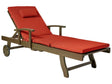 Garden Sun Lounger  Acacia Wood Natural with Red Cushion Adjustable Backrest Inbuilt Castors Rustic Traditional Style Beliani