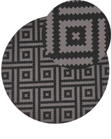 Area Rug Black and Grey Synthetic Material 160 cm Indoor Outdoor Round Geometric Pattern Modern Balcony Patio Beliani
