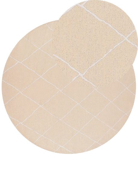 Area Rug Beige Synthetic Material 160 cm Indoor Outdoor Round Geometric Pattern Modern Balcony Patio Beliani