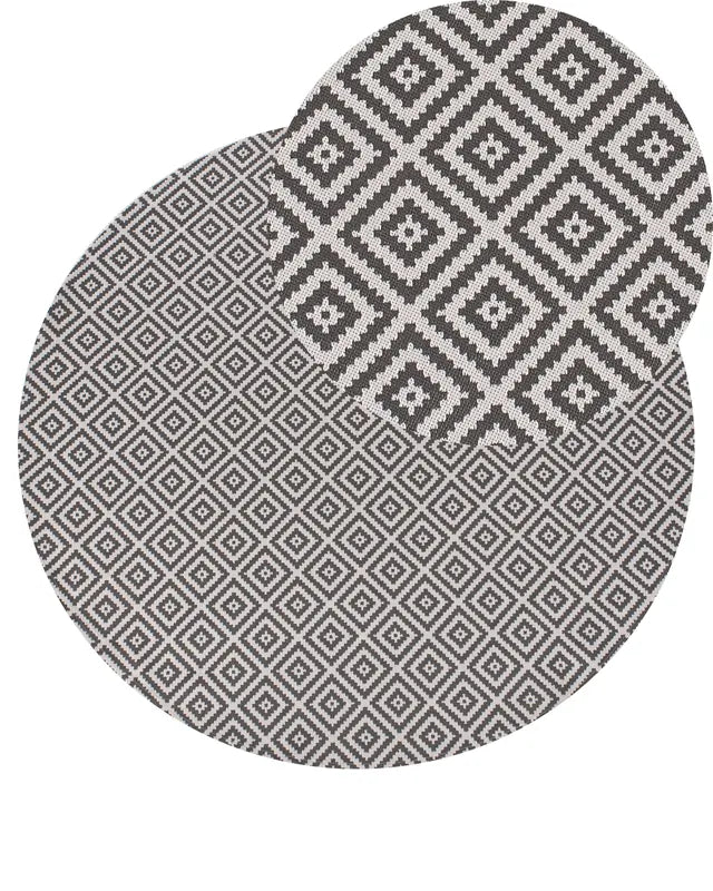 Area Rug Grey Synthetic Material 120 cm Indoor Outdoor Round Geometric Pattern Modern Balcony Patio Beliani