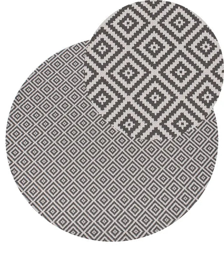 Area Rug Grey Synthetic Material 120 cm Indoor Outdoor Round Geometric Pattern Modern Balcony Patio Beliani