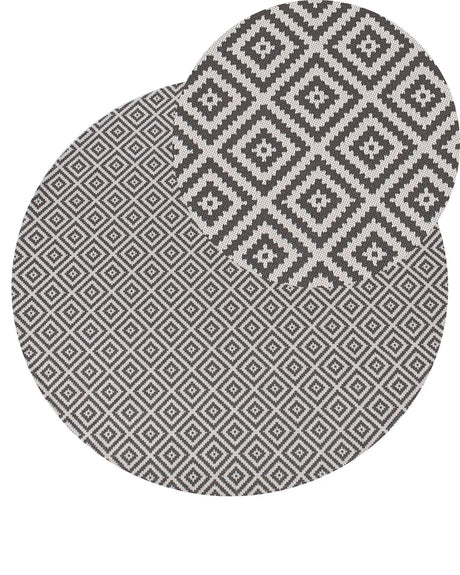 Area Rug Grey Synthetic Material 120 cm Indoor Outdoor Round Geometric Pattern Modern Balcony Patio Beliani