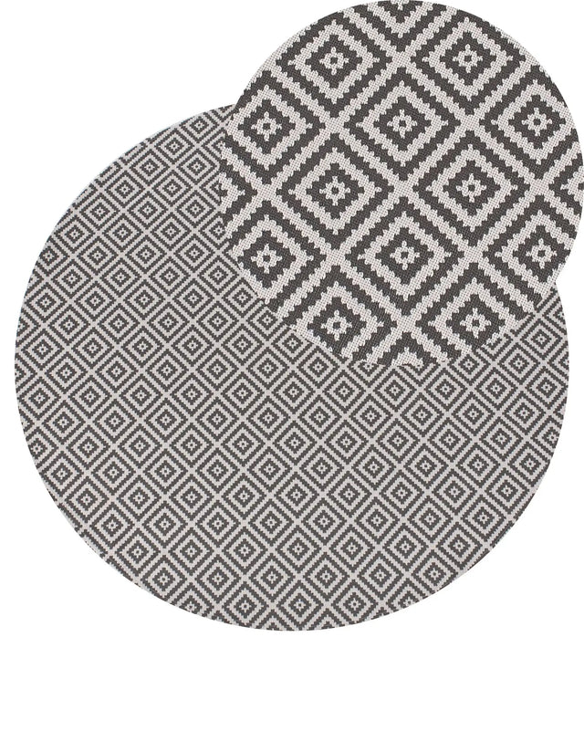 Area Rug Grey Synthetic Material 120 cm Indoor Outdoor Round Geometric Pattern Modern Balcony Patio Beliani