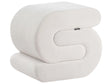 Pouffe Off White Chenille Fabric Upholstered S-Shape Living Room Footstool Beliani