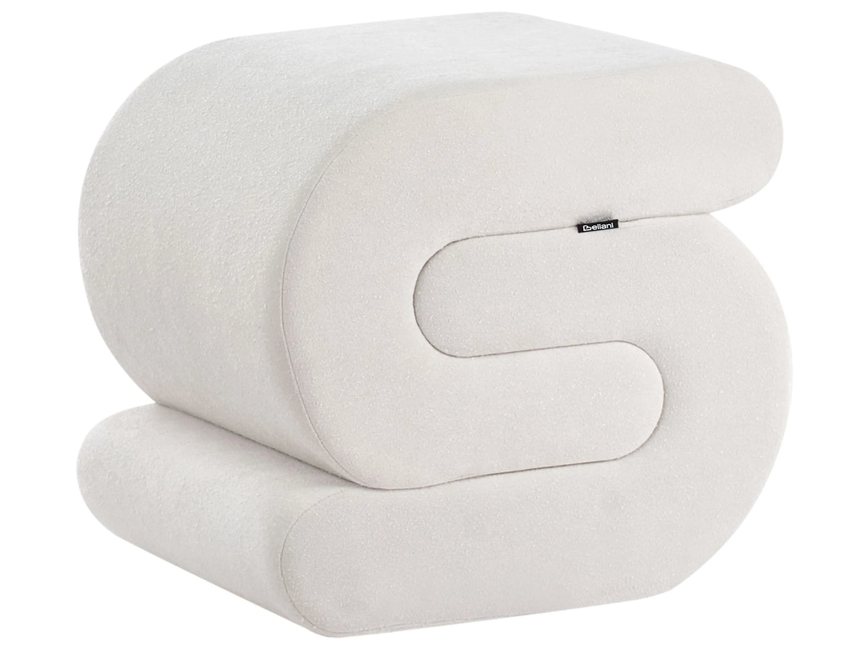 Pouffe Off White Chenille Fabric Upholstered S-Shape Living Room Footstool Beliani