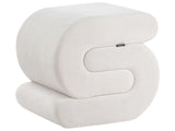 Pouffe Off White Chenille Fabric Upholstered S-Shape Living Room Footstool Beliani