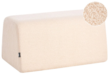Pouffe Beige Boucle Fabric Upholstered Rectangular Living Room Footstool Beliani
