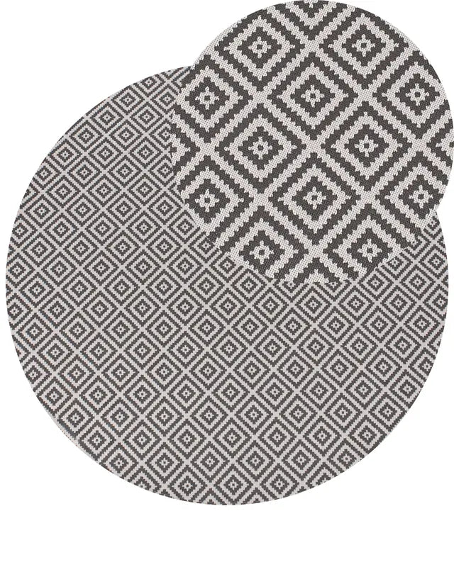 Area Rug Grey Synthetic Material 160 cm Indoor Outdoor Round Geometric Pattern Modern Balcony Patio Beliani
