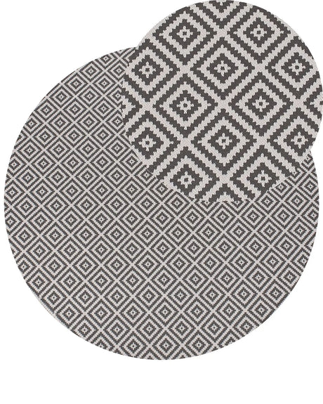 Area Rug Grey Synthetic Material 160 cm Indoor Outdoor Round Geometric Pattern Modern Balcony Patio Beliani