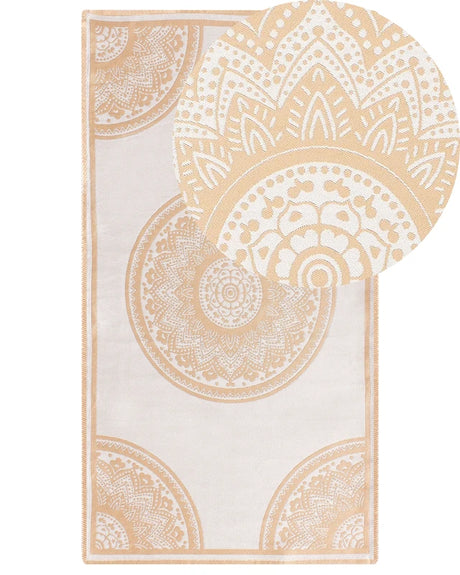 Area Rug Beige Synthetic Material 80 x 150 cm Indoor Outdoor Rectangular Oriental Pattern Modern Balcony Patio Beliani