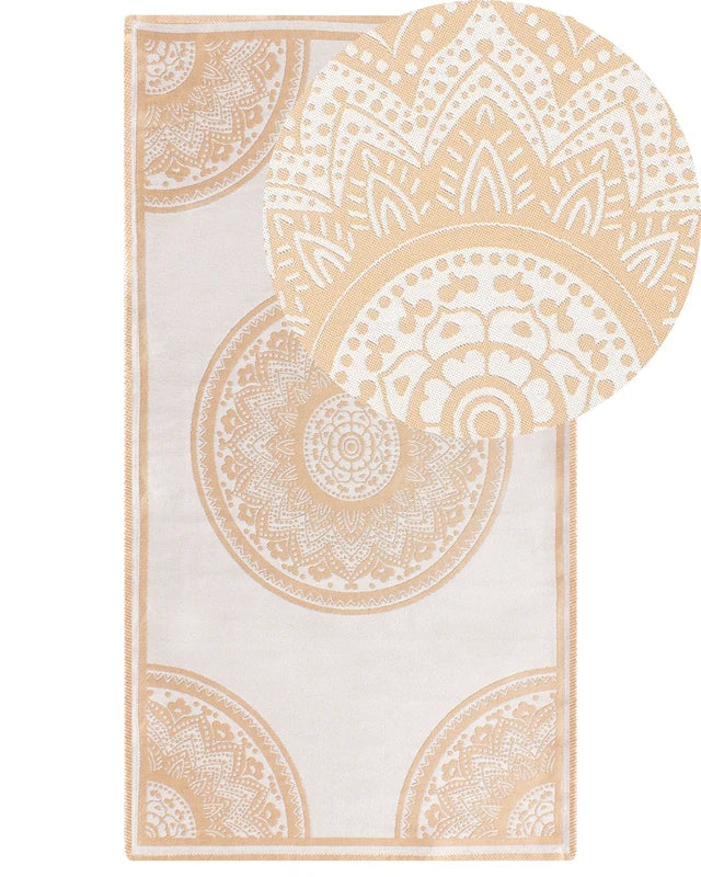 Area Rug Beige Synthetic Material 80 x 150 cm Indoor Outdoor Rectangular Oriental Pattern Modern Balcony Patio Beliani