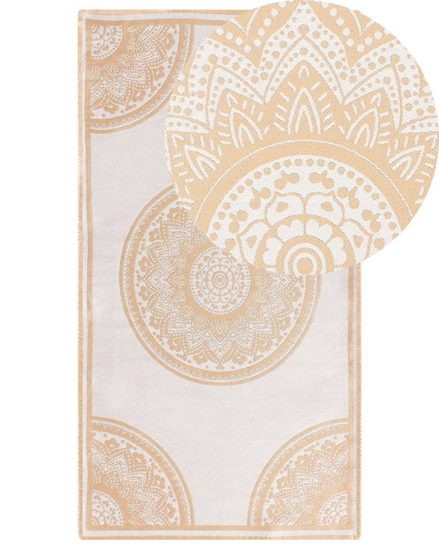 Area Rug Beige Synthetic Material 80 x 150 cm Indoor Outdoor Rectangular Oriental Pattern Modern Balcony Patio Beliani