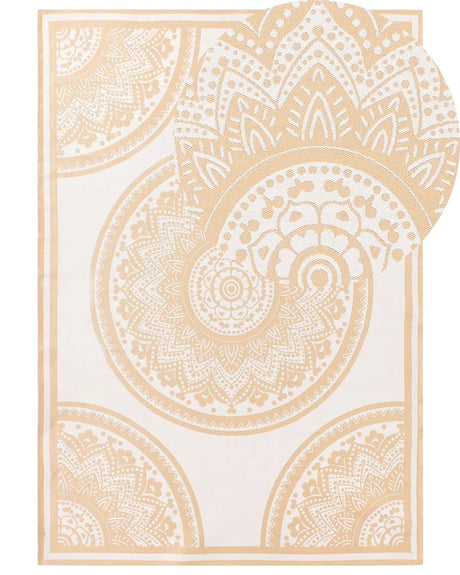Area Rug Beige Synthetic Material 160 x 230 cm Indoor Outdoor Rectangular Oriental Pattern Modern Balcony Patio Beliani