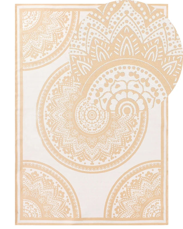 Area Rug Beige Synthetic Material 160 x 230 cm Indoor Outdoor Rectangular Oriental Pattern Modern Balcony Patio Beliani
