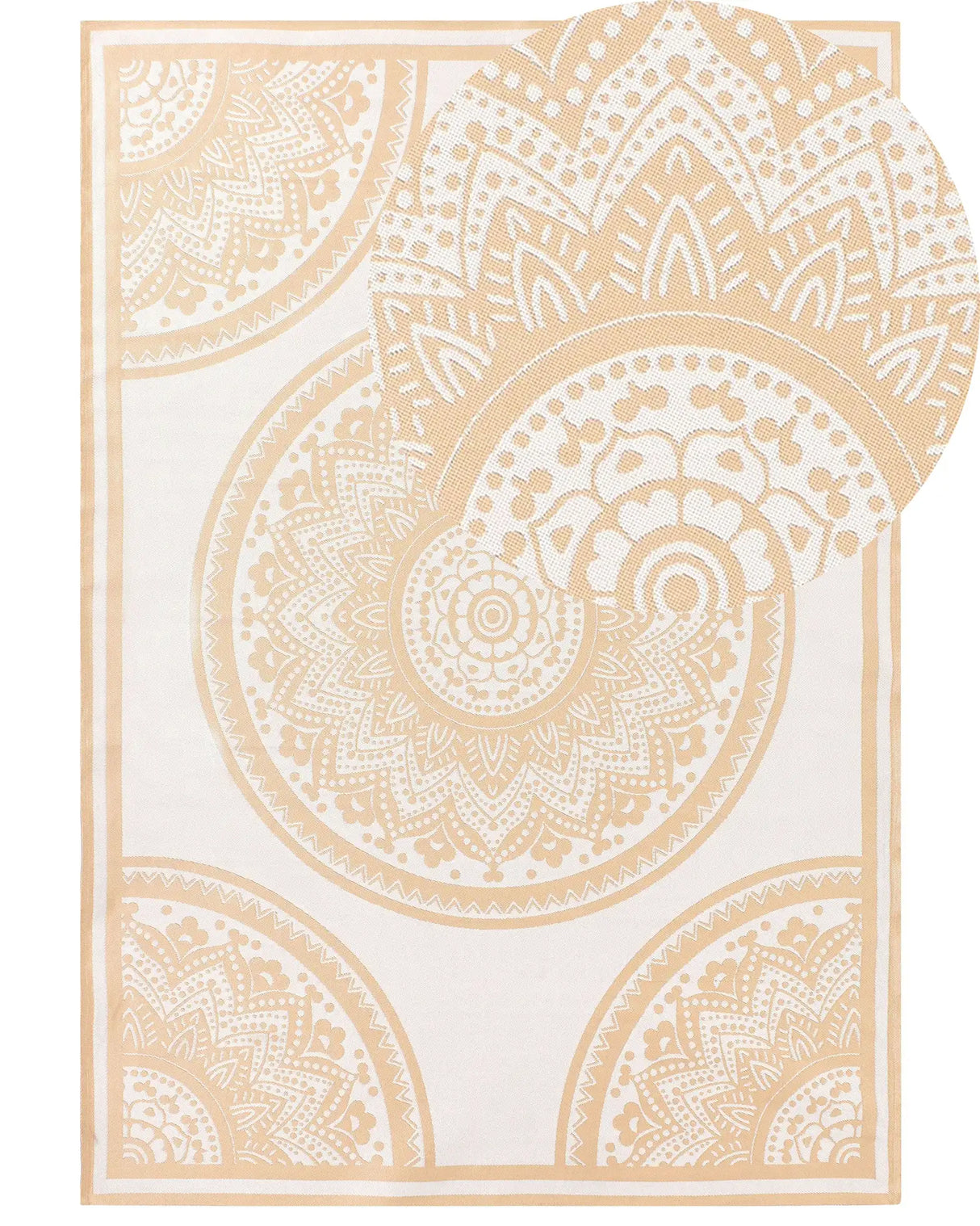 Area Rug Beige Synthetic Material 160 x 230 cm Indoor Outdoor Rectangular Oriental Pattern Modern Balcony Patio Beliani