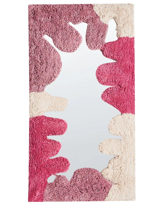 Wall Mirror Pink Cotton 75 x 41 cm Decorative Rectangular Shape Abstract Decoration Home Accessories Beliani