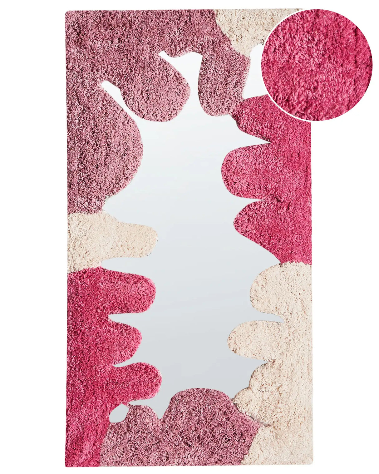Wall Mirror Pink Cotton 75 x 41 cm Decorative Rectangular Shape Abstract Decoration Home Accessories Beliani
