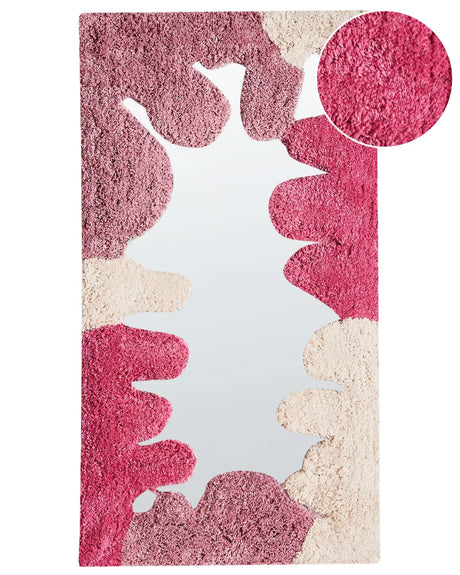 Wall Mirror Pink Cotton 75 x 41 cm Decorative Rectangular Shape Abstract Decoration Home Accessories Beliani